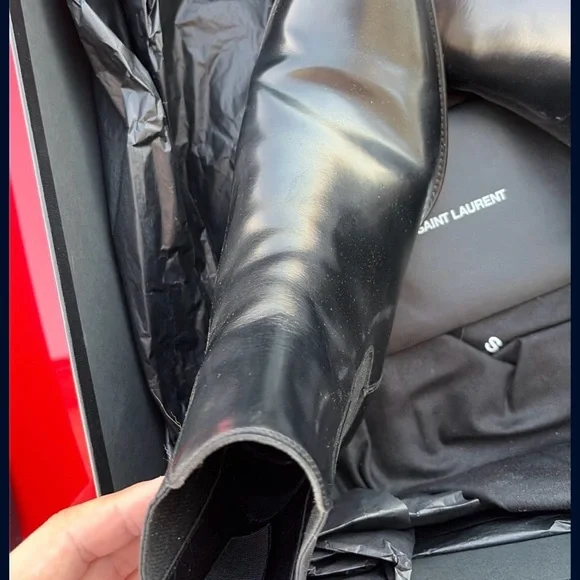 Saint Laurent Glossy Black Men's Boots - Picture 2 of 5